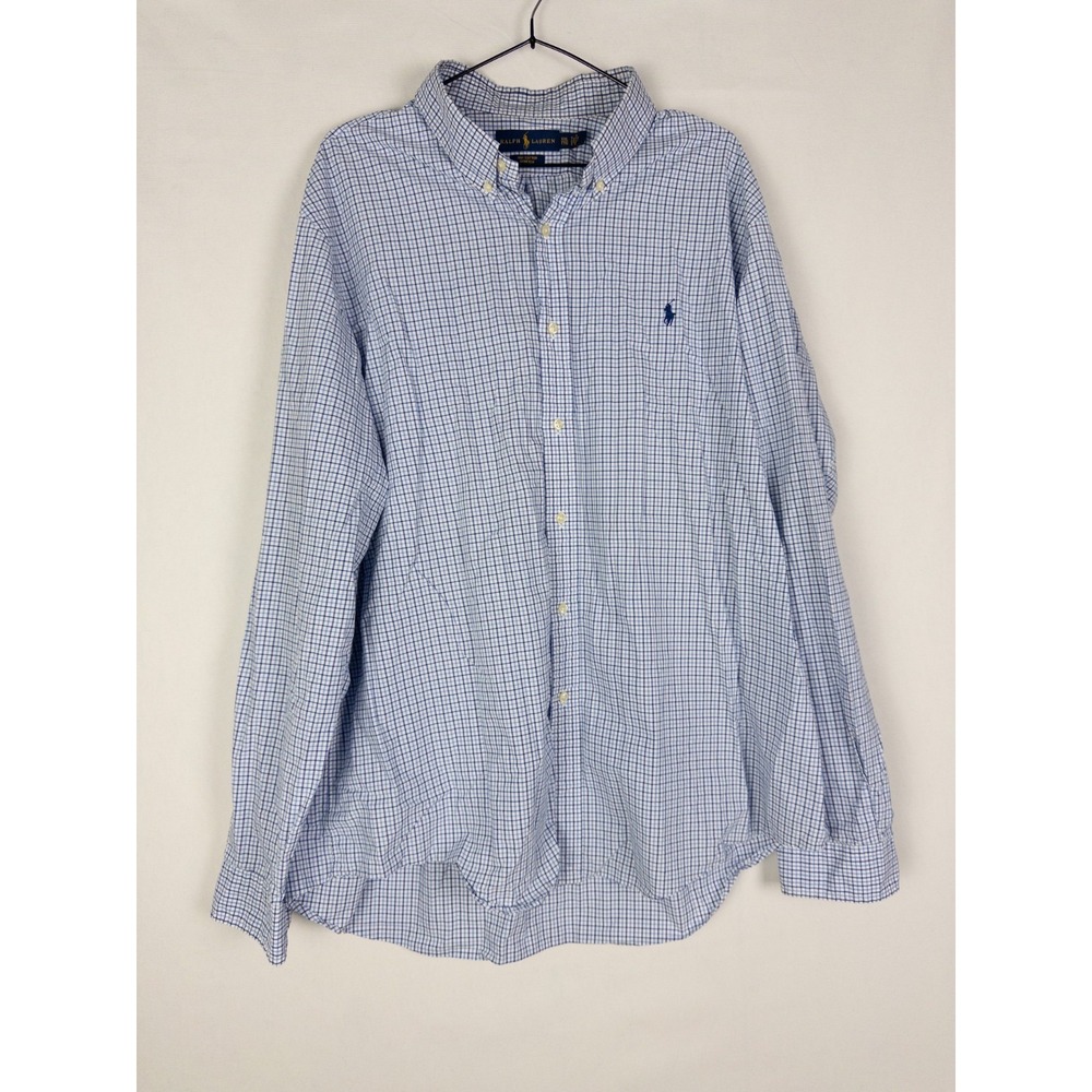 Polo Ralph Lauren Shirt Mens 2XL Plaid Button Down Cotton Stretch Pony
